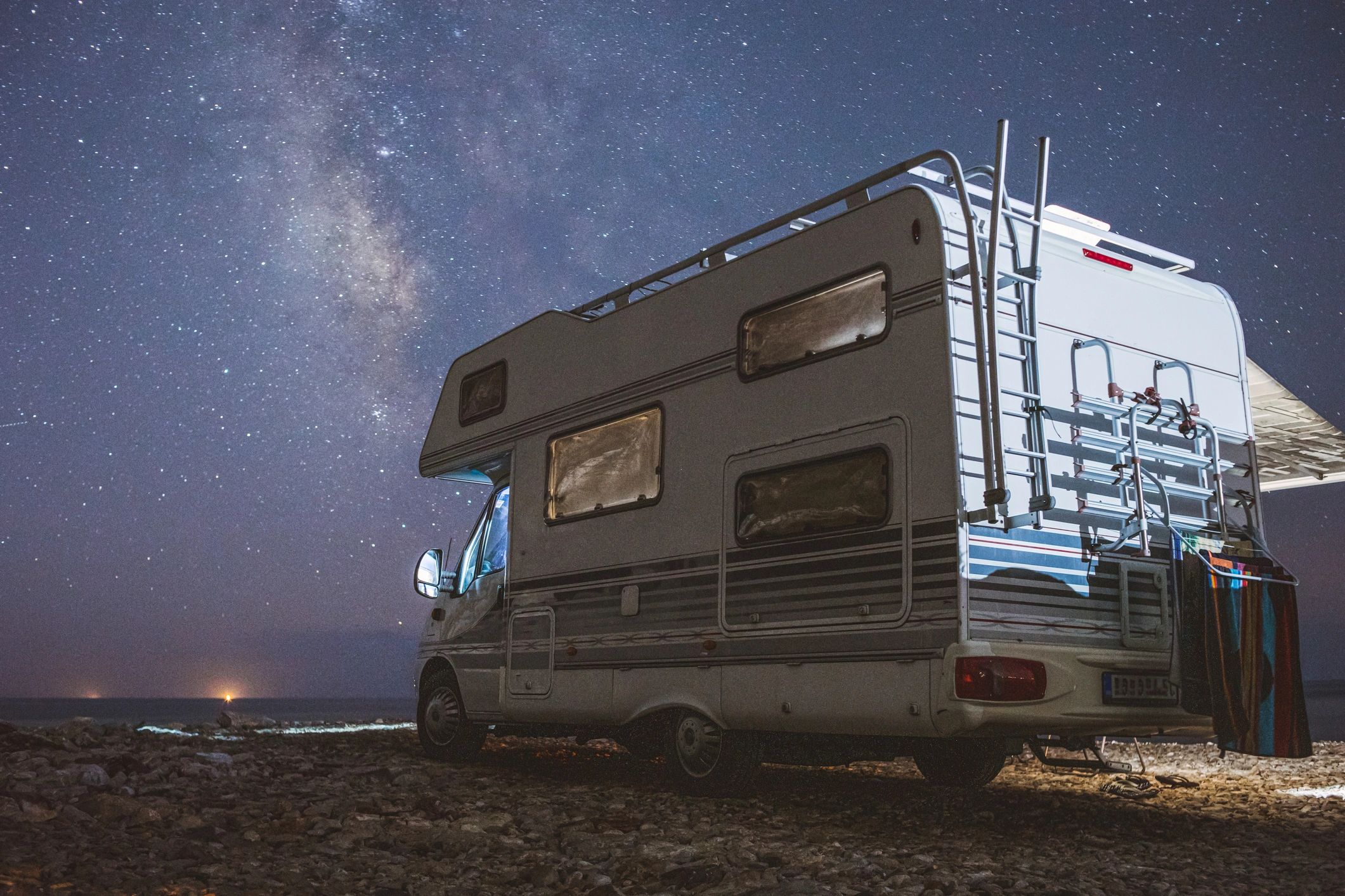 RV parked roadside representing mobile RV service business