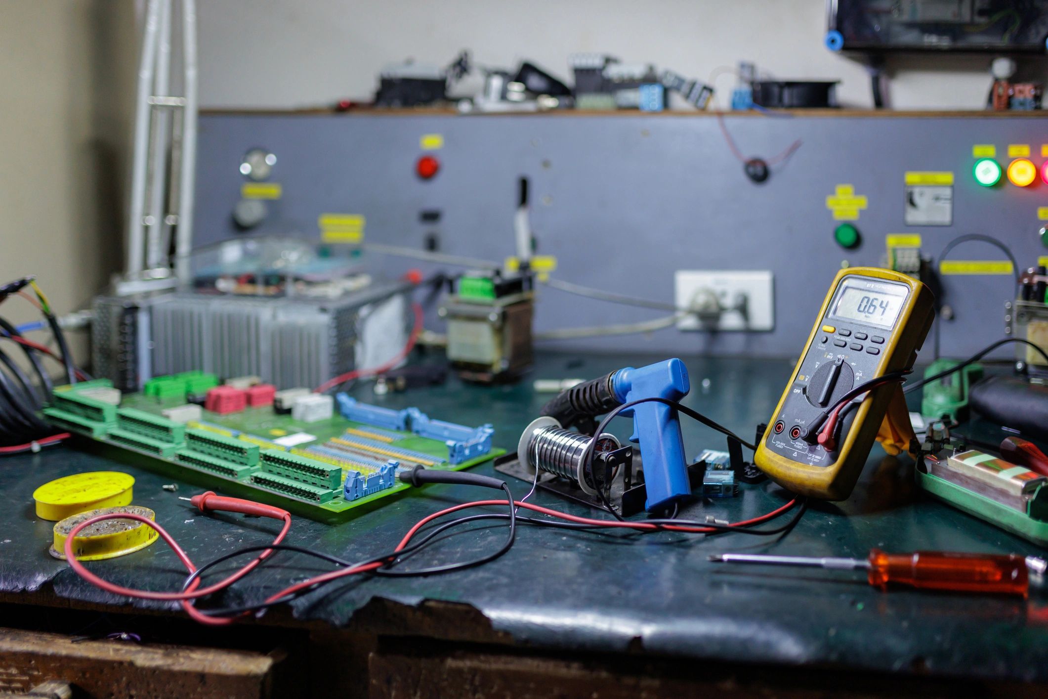 Technical workspace with diagnostic tools