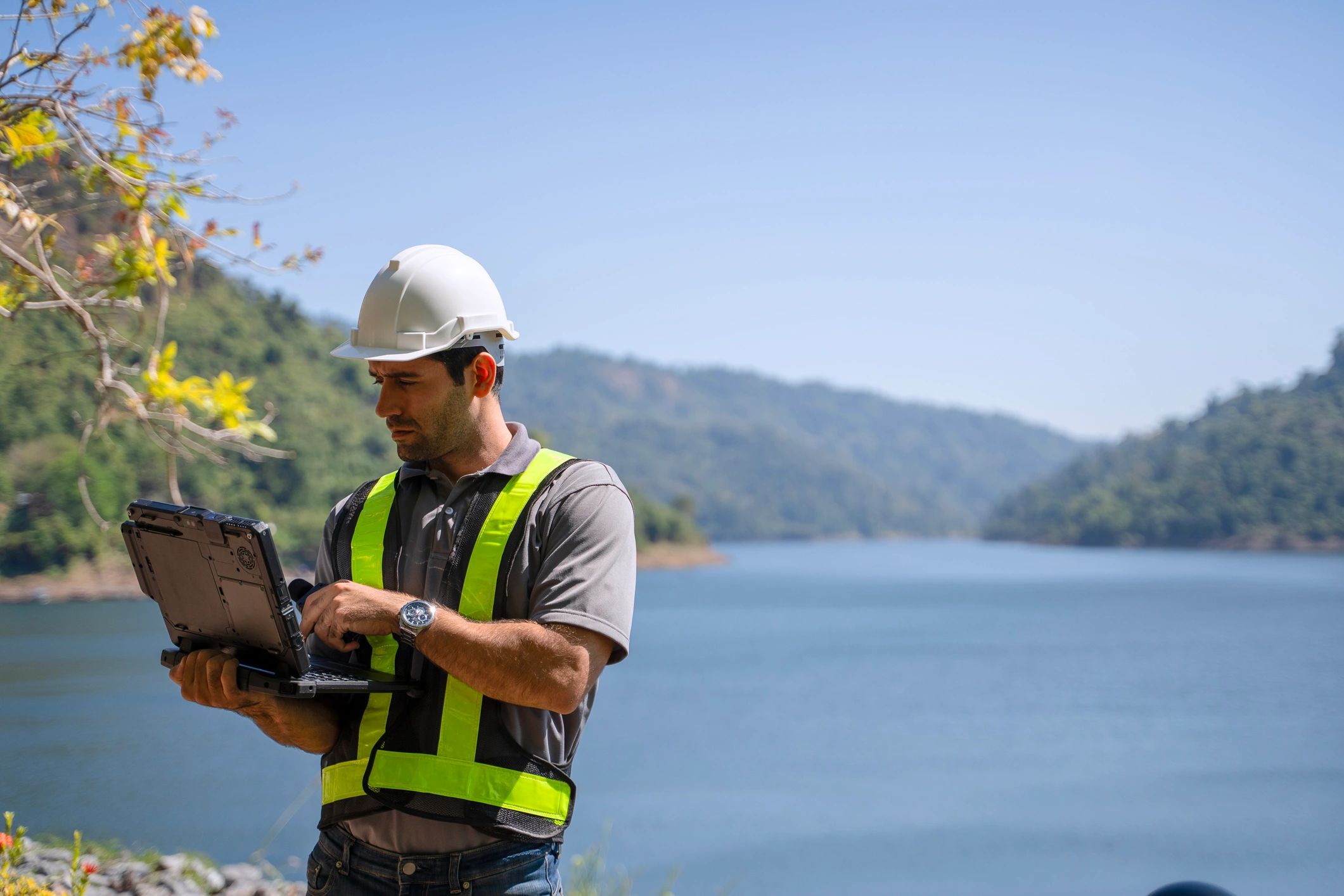 Technician working in the field